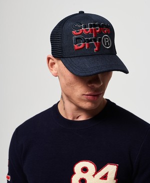 Superdry Mega Logo Férfi Sapka Sötétkék | RQITG7129